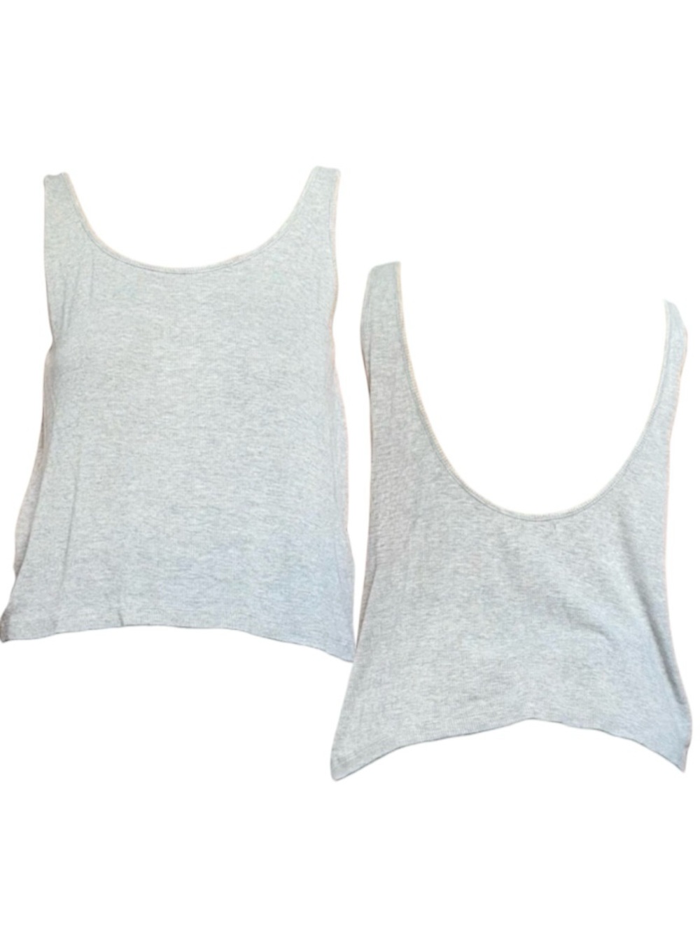 Heather Gray Ribbed Scoop Neck Tank Top
